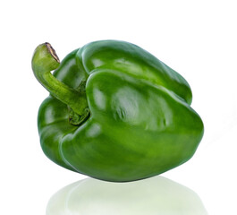 Wall Mural - Green bell peppers isolated on white background.