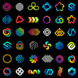 Big vector set of logo design. Unusual icons for business.