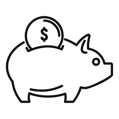 Wall Mural - Crowdfunding piggy bank icon. Outline crowdfunding piggy bank vector icon for web design isolated on white background