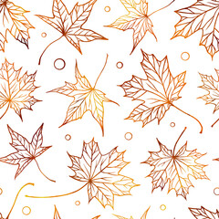 falling autumn maple leaves vector seamless pattern. colorful autumnal background.