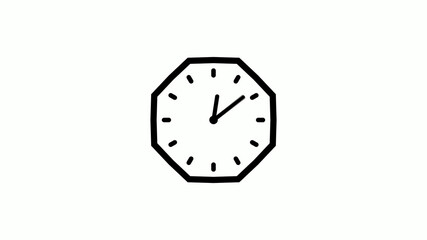 Black color clock icon on white background,12 hours clock icon with trick