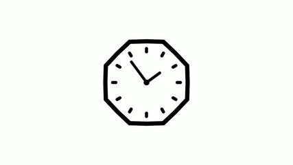 Amazing black color counting down 12 hours clock icon on white background,clock icon with trick