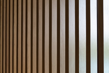 Wall Mural - Seamless pattern of modern wall covering with light brown wooden slats.