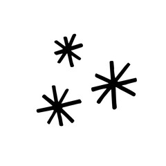 Poster - Simple hand drawn set doodle snowflakes isolated on white background. Vector illustration. Collection drawing snowfall Ice crystal ink freehand. Design for print, banner, greeting card, logo