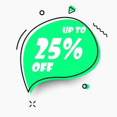Wall Mural - Memphis style sale vector template for business, discount up to 25% off.