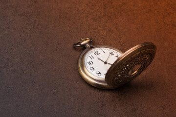 Poster - Closeup macro shot of an antique pocket watch - concept of time