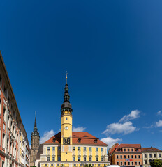 Sticker - the historic town hall and square in the city center of Bautzen