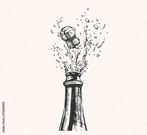 Fotografia Hand drawn Illustration of Champagne explosion