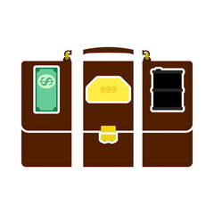 Sticker - Oil, Dollar And Gold Dividing Briefcase Concept Icon