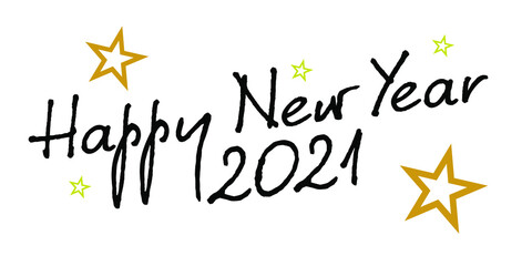 Set of 2021 Happy New Year logo text design. 2021 number design template. Collection of 2021 happy new year symbols. Vector illustration with black labels isolated on white background. 