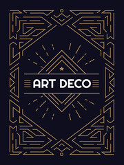 Wall Mural - vintage linear thin line geometric shape art deco retro design badge