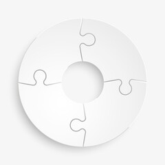 Fototapete - Four sided 3d puzzle presentation infographic template with explanatory text field for business statistics