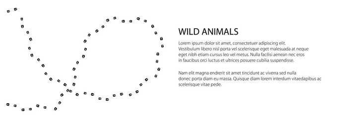 Wall Mural - Banner of track of forest animal, trace of a roe deer animal , vector illustration