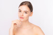 © kitthanes - Beautiful Young Woman With Clean Fresh Skin on white background, Face care, Facial treatment. Cosmetology, beauty and spa. women portrait.