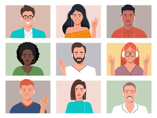 Wall Mural - flat modern design illustration of video conference