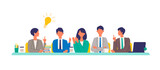 Fototapeta  - Business conference concept. Vector illustration of people having a meeting. Concept for conference, boardroom.
