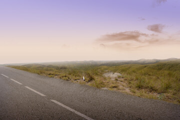 Wall Mural - Asphalt road with landscape view