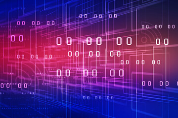 2d illustration abstract digital binary data on computer screen