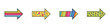 Conjunto de flechas multicolores de dibujos animados. Ilustración vectorial