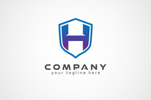 Letter H Shield Logo Isnpiration, Shield Icon With Letter H Inside, Usable For Business And Technology Logos, Vector Illustration