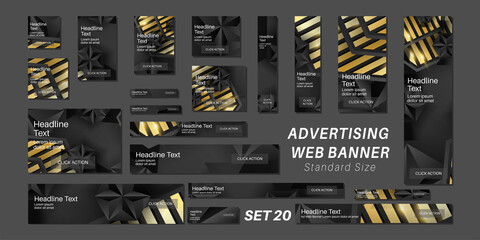 Wall Mural - set black gold vector ad web banners . design a standard size template for business and advertising