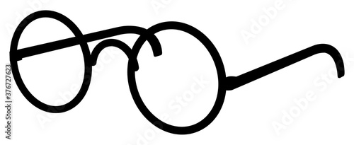 Cuadros en Lienzo Glasses silhouette with round lens. Isolated black on white icon