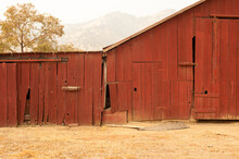 Red Barn On The Farm Detail 