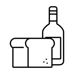 Wall Mural - bread and bottle icon, line style