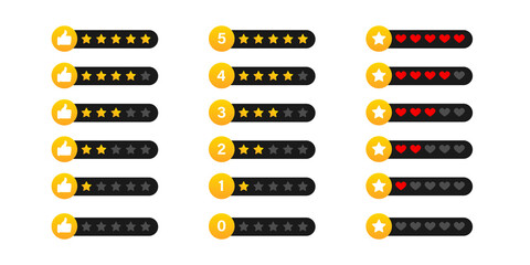 Wall Mural - Rating stars form. Five stars. Ranking symbol. Thumbs up. Good quality badge. Mark.