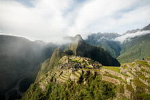 Distant View Of Machu Picchu, Sacred Valley, Peru, South America