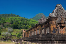 View Of Khmer Ruins Of The North Palace At Champasak, Las