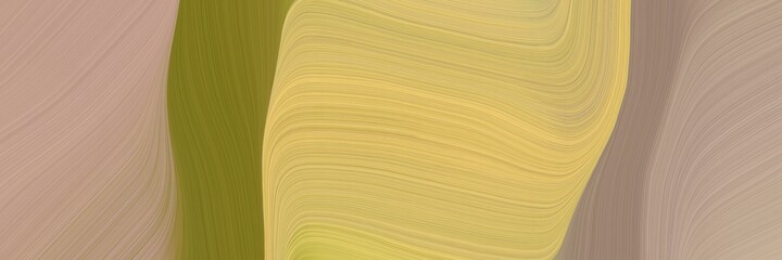 Fototapete - abstract flowing designed horizontal banner with dark khaki, olive drab and tan colors. fluid curved lines with dynamic flowing waves and curves for poster or canvas