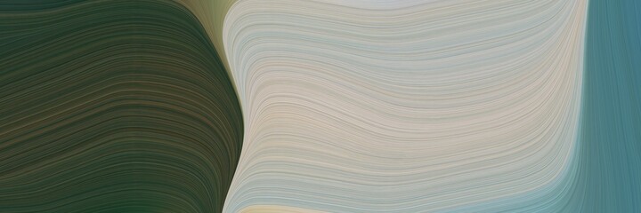 Fototapete - abstract artistic horizontal header with ash gray, dark slate gray and dark olive green colors. fluid curved flowing waves and curves for poster or canvas