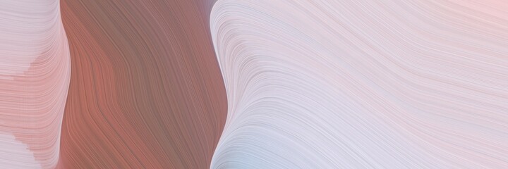 Fototapete - abstract modern designed horizontal banner with light gray, pastel brown and rosy brown colors. fluid curved lines with dynamic flowing waves and curves for poster or canvas