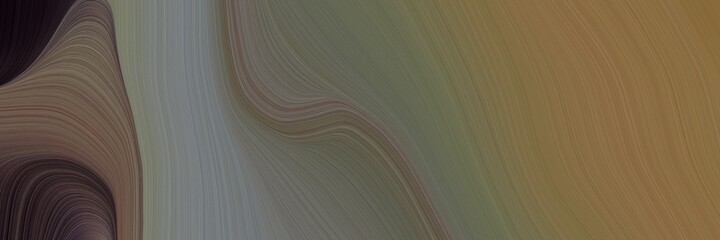 Poster - abstract colorful horizontal banner with pastel brown, very dark pink and gray gray colors. fluid curved flowing waves and curves for poster or canvas