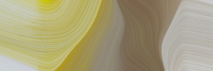 Poster - abstract surreal designed horizontal header with dark khaki, pastel gray and ash gray colors. fluid curved flowing waves and curves for poster or canvas