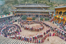Traditional Village Celebration Of Flower Blossom, Tongren, Qinghai Province, China