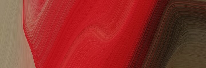 Poster - abstract moving designed horizontal banner with firebrick, very dark pink and gray gray colors. fluid curved flowing waves and curves for poster or canvas