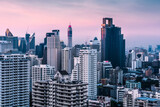 Fototapeta Miasto - Skyscrapers and Modern Buildings in Bangkok Downtown, Thailand at Twilight
