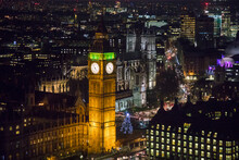 View Of Big Ben And Westminster Abbey In City At Night