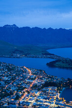 Aerial View Of Queenstown At Dusk