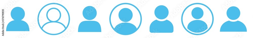 User Icon Blue | Avatar Illustration | Client Symbol | Member Profile Logo | Login Head Sign | Isolated | Variations - obrazy, fototapety, plakaty 