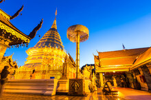 Illuminated Temple In Chiang Mai