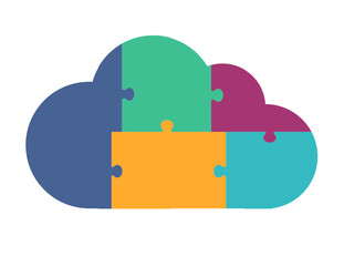 Five Part Cloud Puzzle Infographic