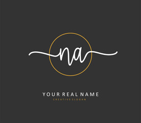 N A NA Initial letter handwriting and signature logo. A concept handwriting initial logo with template element.