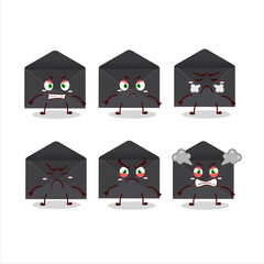 Canvas Print - Black envelope cartoon character with various angry expressions