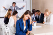 © JackF - Portrait of sad and tired business woman on meeting in office