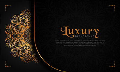 Luxury mandala background with floral ornament pattern. Hand drawn gold mandala design. Vector mandala template for decoration invitation, cards, wedding, logos, cover, brochure, flyer, banner.