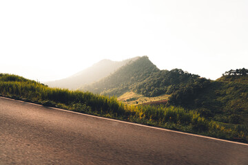 Canvas Print - Road and mountain views when driving a motorcycle