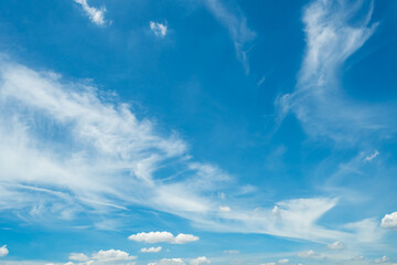 Wall Mural - white fluffy clouds on blue sky. soft touch feeling like cotton. white cloudscape with space for tex